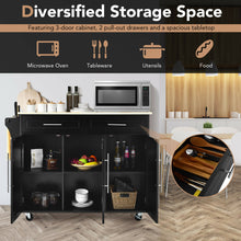 Load image into Gallery viewer, Gymax Kitchen Island Trolley Cart Wood Top Rolling Storage Cabinet w/Knife Block Black