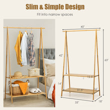 Load image into Gallery viewer, Gymax Bamboo Garment Rack Clothes Hanging Rack w/2-Tier Storage Shelf Entryway Bedroom