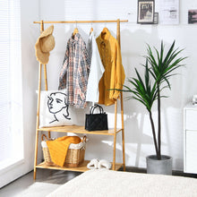 Load image into Gallery viewer, Gymax Bamboo Garment Rack Clothes Hanging Rack w/2-Tier Storage Shelf Entryway Bedroom
