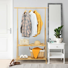 Load image into Gallery viewer, Gymax Bamboo Garment Rack Clothes Hanging Rack w/2-Tier Storage Shelf Entryway Bedroom