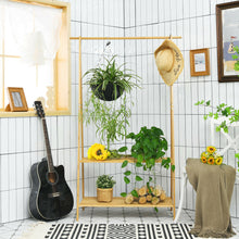Load image into Gallery viewer, Gymax Bamboo Garment Rack Clothes Hanging Rack w/2-Tier Storage Shelf Entryway Bedroom