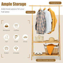Load image into Gallery viewer, Gymax Bamboo Garment Rack Clothes Hanging Rack w/2-Tier Storage Shelf Entryway Bedroom