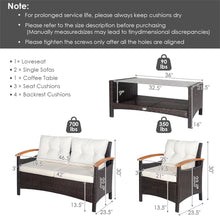 Load image into Gallery viewer, Gymax 4PCS Patio Conversation Set Rattan Sofa Furniture Set w/ Off White Cushions