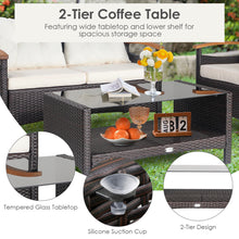 Load image into Gallery viewer, Gymax 4PCS Patio Conversation Set Rattan Sofa Furniture Set w/ Off White Cushions