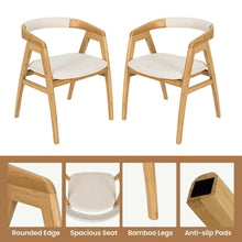 Load image into Gallery viewer, Gymax Set of 2 Bamboo Accent Chairs Leisure Chairs Armchairs w/ Seat Cushion