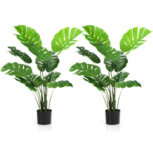Load image into Gallery viewer, Gymax 2 Pack Artificial Monstera Deliciosa Tree 4ft Faux Plant w/ Cement-Filled Pot