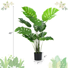 Load image into Gallery viewer, Gymax 2 Pack Artificial Monstera Deliciosa Tree 4ft Faux Plant w/ Cement-Filled Pot