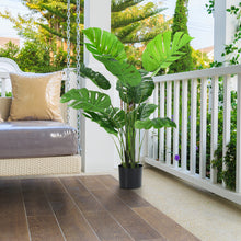 Load image into Gallery viewer, Gymax 2 Pack Artificial Monstera Deliciosa Tree 4ft Faux Plant w/ Cement-Filled Pot