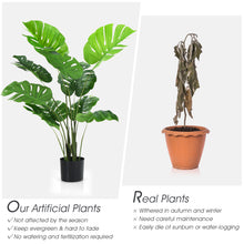 Load image into Gallery viewer, Gymax 2 Pack Artificial Monstera Deliciosa Tree 4ft Faux Plant w/ Cement-Filled Pot