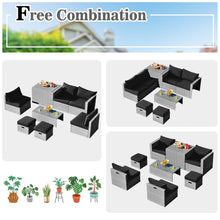 Load image into Gallery viewer, Gymax 8PCS Rattan Patio Space-Saving Furniture Set w/ Waterproof Cover & Black Cushions
