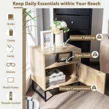 Load image into Gallery viewer, Gymax 2PCS Nightstand w/ Cabinet Wooden Side End Table Rattan Decorated Door Oak