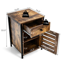 Load image into Gallery viewer, Gymax Nightstand with Drawer Cabinet Adjustable Shelf Industrial Side Table Rustic