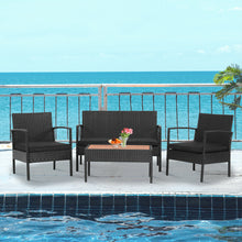 Load image into Gallery viewer, Gymax 8PCS Rattan Patio Conversation Furniture Set Outdoor Sofa Set w/ Black Cushions