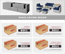 Load image into Gallery viewer, Gymax 8PCS Rattan Patio Space-Saving Furniture Set w/ Waterproof Cover & Navy Cushions