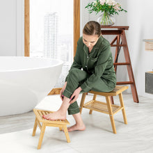 Load image into Gallery viewer, Gymax Bamboo Shower Seat Bench w/Underneath Storage Shelf, Spa Bath Seat w/ Foot Stool