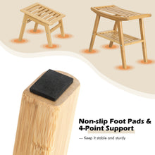 Load image into Gallery viewer, Gymax Bamboo Shower Seat Bench w/Underneath Storage Shelf, Spa Bath Seat w/ Foot Stool