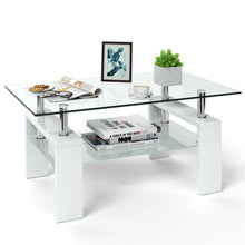 Load image into Gallery viewer, Gymax Rectangular Tempered Glass Coffee Table End Side Table with Shelf Home Furniture
