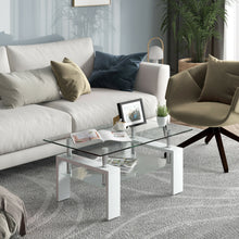 Load image into Gallery viewer, Gymax Rectangular Tempered Glass Coffee Table End Side Table with Shelf Home Furniture