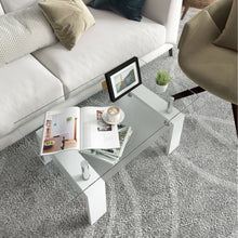 Load image into Gallery viewer, Gymax Rectangular Tempered Glass Coffee Table End Side Table with Shelf Home Furniture