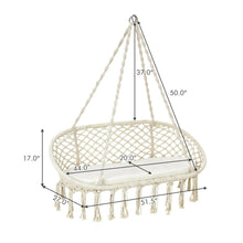 Load image into Gallery viewer, Gymax 2 Person Hanging Hammock Chair with Cushion Macrame Swing 330 lbs Capacity