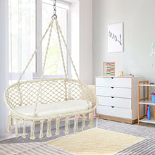 Load image into Gallery viewer, Gymax 2 Person Hanging Hammock Chair with Cushion Macrame Swing 330 lbs Capacity