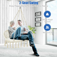 Load image into Gallery viewer, Gymax 2 Person Hanging Hammock Chair with Cushion Macrame Swing 330 lbs Capacity