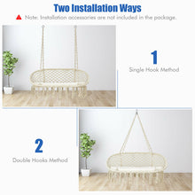 Load image into Gallery viewer, Gymax 2 Person Hanging Hammock Chair with Cushion Macrame Swing 330 lbs Capacity