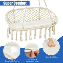Load image into Gallery viewer, Gymax 2 Person Hanging Hammock Chair with Cushion Macrame Swing 330 lbs Capacity
