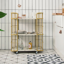 Load image into Gallery viewer, Gymax 3-Tier Kitchen Storage Utility Cart Gold Rolling Bar Serving w/Lockable Casters