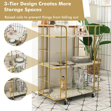 Load image into Gallery viewer, Gymax 3-Tier Kitchen Storage Utility Cart Gold Rolling Bar Serving w/Lockable Casters