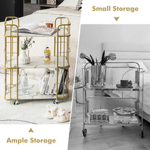 Load image into Gallery viewer, Gymax 3-Tier Kitchen Storage Utility Cart Gold Rolling Bar Serving w/Lockable Casters
