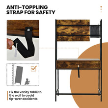 Load image into Gallery viewer, Gymax Industrial Vanity Table with 3-Height Adjustable Mirror Storage Bag Large Drawer