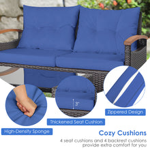 Load image into Gallery viewer, Gymax 4-Piece Patio Rattan Furniture Set w/ Cushioned Sofa and Coffee Table Navy