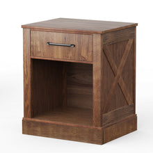 Load image into Gallery viewer, Gymax Nightstand with Drawer and Shelf Rustic Wooden Bedside Table Bedroom