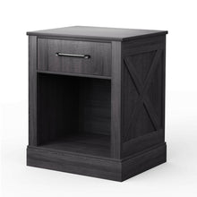 Load image into Gallery viewer, Gymax Nightstand with Drawer and Shelf Rustic Wooden Bedside Table Bedroom