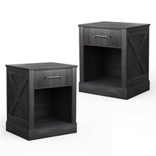 Load image into Gallery viewer, Gymax 2PCS Nightstand with Drawer and Shelf Rustic Wooden Bedside Table Bedroom