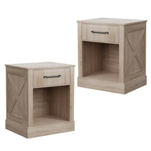 Load image into Gallery viewer, Gymax 2PCS Nightstand with Drawer and Shelf Rustic Wooden Bedside Table Bedroom