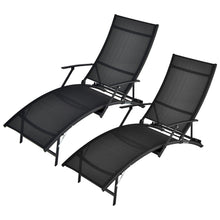 Load image into Gallery viewer, Gymax Set of 2 Foldable Patio Chaise Lounge w/ 5-level Backrest Outdoor Recliner Chair