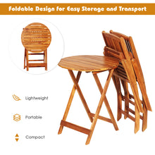 Load image into Gallery viewer, Gymax 3PCS Folding Acacia Wood Bistro Set Patio Conversation Set w/ Red Cushions