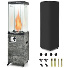 Load image into Gallery viewer, Gymax 41,000 BTU Propane Patio Heater Glass Tube Standing Gas Heater w/ Cover Wheels