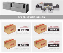 Load image into Gallery viewer, Gymax 8PCS Rattan Patio Space-Saving Furniture Set w/ Waterproof Cover & Grey Cushions