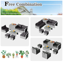 Load image into Gallery viewer, Gymax 8PCS Rattan Patio Space-Saving Furniture Set w/ Waterproof Cover & Grey Cushions