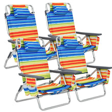 Load image into Gallery viewer, Gymax 4PCS Folding Backpack Beach Chair Reclining Camping Chair w/ Storage Bag