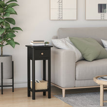 Load image into Gallery viewer, Gymax 2 Tier End Bedside Sofa Side Table with Drawer Shelf Acacia Wood Nightstand Black