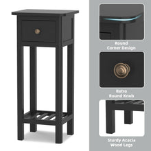 Load image into Gallery viewer, Gymax 2 Tier End Bedside Sofa Side Table with Drawer Shelf Acacia Wood Nightstand Black