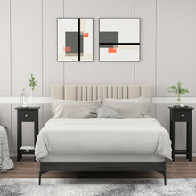 Load image into Gallery viewer, Gymax 2PCS 2 Tier End Bedside Sofa Side Table with Drawer Shelf Acacia Wood Nightstand Black