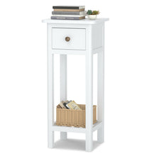 Load image into Gallery viewer, Gymax 2 Tier End Bedside Sofa Side Table with Drawer Shelf Acacia Wood Nightstand White