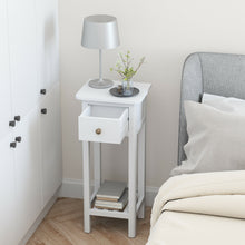 Load image into Gallery viewer, Gymax 2 Tier End Bedside Sofa Side Table with Drawer Shelf Acacia Wood Nightstand White