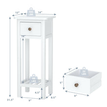 Load image into Gallery viewer, Gymax 2PCS 2 Tier End Bedside Sofa Side Table with Drawer Shelf Acacia Wood Nightstand White