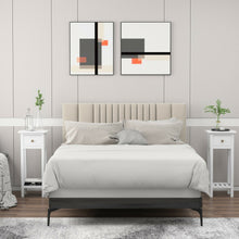 Load image into Gallery viewer, Gymax 2PCS 2 Tier End Bedside Sofa Side Table with Drawer Shelf Acacia Wood Nightstand White